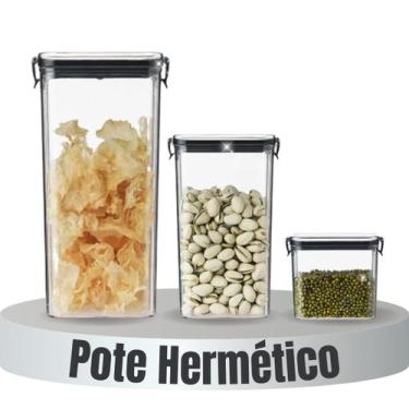 Imagem de Kit 3 Pote Hermético com Trava na Tampa Organiza Alimento Mantimento C