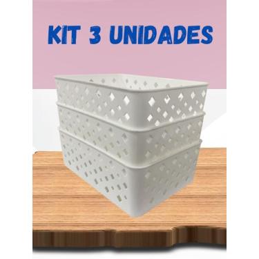 Imagem de Cesto Organizador Branco Kit com 3 Unidade, Armários Guarda roupa Gave