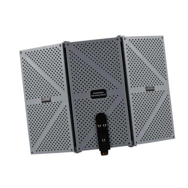 Imagem de Escudo de Isolamento de Microfone, Painéis Acústicos, Equipamento de Estúdio Grande, 3 Portas Dobráveis ​​e Portáteis para Gravação e Canto, Redução de Ruído Externo (Cinza)