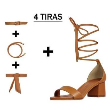 Imagem de Sandália Troca Tira Salto Baixo Grosso Luiza Sobreira Caramelo-Feminino