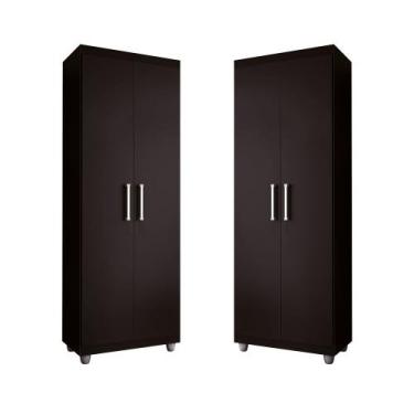 Imagem de Kit 2 Armários Multiuso Roma 2 Portas 4 Prateleiras Sapateira Lavander