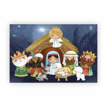 Imagem de Painel de Lona Natal jesus presépio aquarela cute- 200x150cm - Fabrika