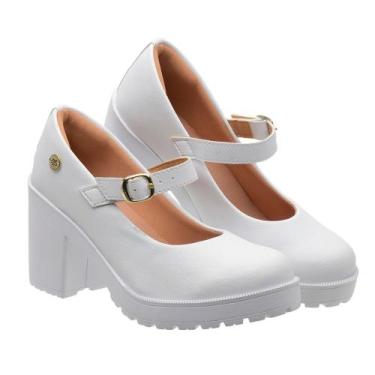 Imagem de Sapato Boneca Scarpin Feminino Debutante Salto Baixo Tratorado - Grife