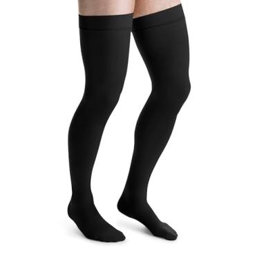 Imagem de JOBST ForMen Meia-calça de compressão com nervuras 20-30 mmHg, bico fechado, GG, preta