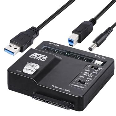 Imagem de A-Goldnest - Adaptador de disco rígido externo USB 3.0 para IDE e SATA para disco rígido universal 2.5/3.5 HDD/SSD, adaptador de corrente de 12 V/2 A
