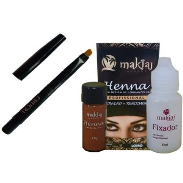 Imagem de Henna p/ Sobrancelhas Makiaj Makeup 1,5g Henna e 10ml fixador + Mini P