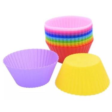 Imagem de Kit 12 Formas Silicone Mini Cupcake Forminha de Bolo Muffin Assadeira 