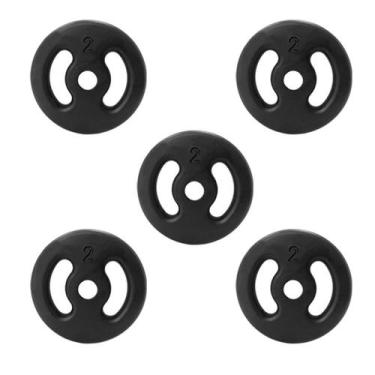 Imagem de Kit 5 Anilhas Peso Ferro 2kg Academia Musculação - Rei do Fitness