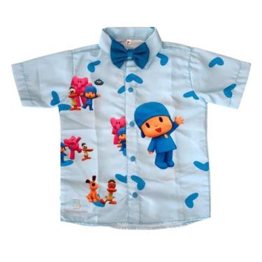 Imagem de Camisa Infantil Temática Pocoyo e Gravata - Pequenos Encantos Baby, Az