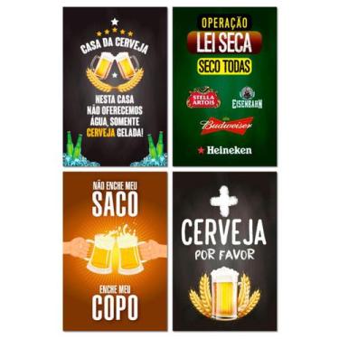 Imagem de Kit Placas Decorativas Cervejas Frases Mdf 4 pçs 20x30 cm - Art Print