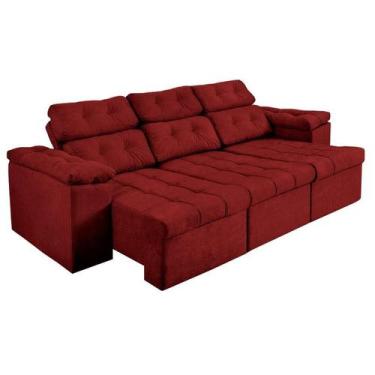Imagem de Sofá Itália 225 cm Retrátil e Reclinável Suede Vermelho - Sofá na Web 