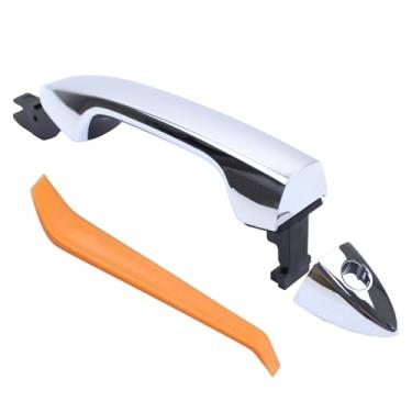 Imagem de MOTOKU Conjunto de maçaneta e tampa externa cromada dianteira esquerda para Honda Accord 2013-2017 Pilot 2015-2020 LH lado do motorista com fechadura sem entrada de chave inteligente