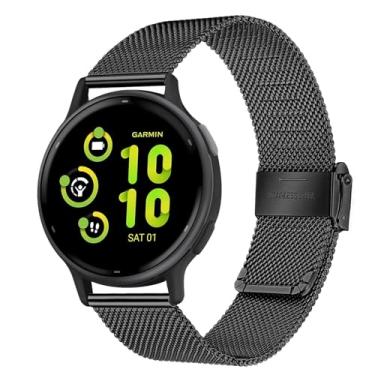 Imagem de TRUMiRR Pulseira de relógio para Vivoactive 5 / Approach S50 S44 preta, pulseira de aço inoxidável de malha de liberação rápida para Garmin Venu Sq 2 / Forerunner 165
