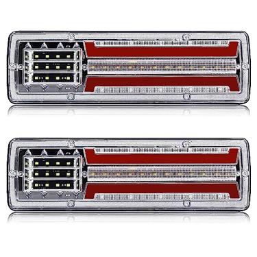 Imagem de YnGia 2 peças de luz traseira de caminhão, luz de parada traseira, luz de freio de reboque, lâmpada de seta fluida, indicador de luz de ré, para carro, caminhão, veículos agrícolas (DSY-24V)