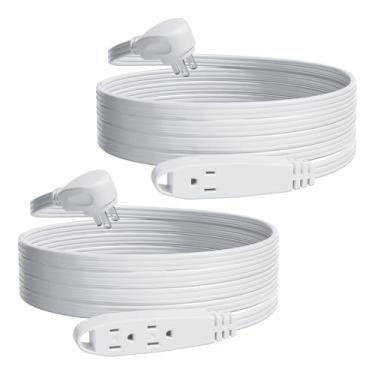 Imagem de Cabo de extensão Kasonic 3 tomadas, pacote com 2, tomada múltipla aterrada com fio triplo, listado pela UL 16/3 SPT-3, 13 Amp - 125V - 1625 Watts (branco)