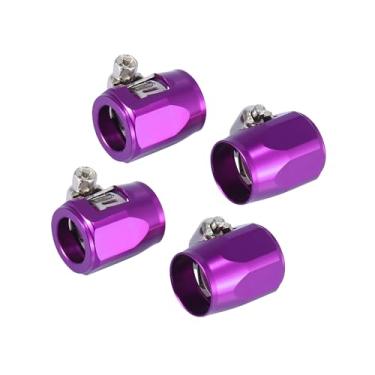 Imagem de INFINAUTO 4 peças AN6 Hex Mangueira de Carro Finalizador Braçadeira de Tubo de Borracha Flexível com Encaixe Adaptador de Faixa de Parafuso para Tubo de Água Combustível Óleo Roxo Design Elegante
