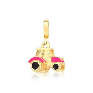 Imagem de Berloque Trator Esmaltado Revestido em Ouro - VL Accessoires, Rosa