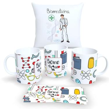 Imagem de Kit Com Almofada 30x30cm e Caneca de Porcelana Coleção Profissões (Biomedicina 1)