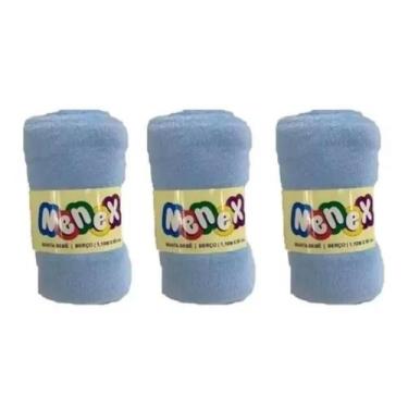 Imagem de Kit Com 3 Mantas Infantil Macia Azul - Nenex