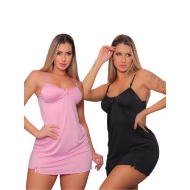 Imagem de 2 camisola lisa rosa e preto - LA CASA LINGERIE, GG