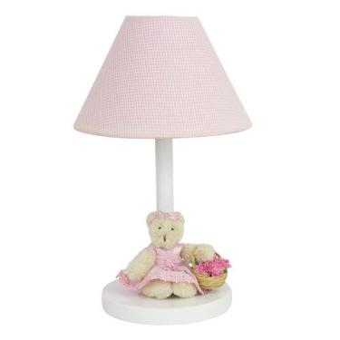 Imagem de Abajur Madeira Ursa Com Cesto de Flores Quarto Bebê Infantil - Potinho