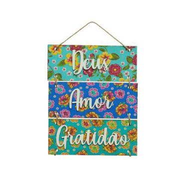 Imagem de Placa Decorativa Deus Amor Gratidão - Wersen  Artesanatos Ltda