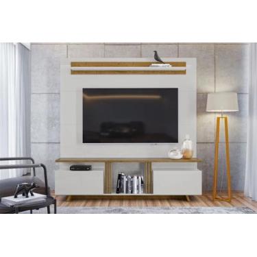 Imagem de Rack com painel zafira home off wite/madero canela - Village Móveis