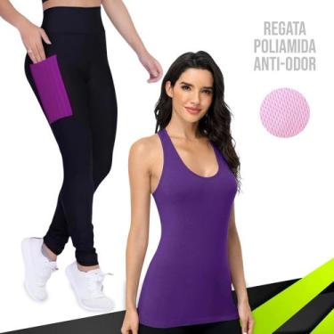 Imagem de Camiseta REGATA DRY FIT MALHA FRIA POLIAMIDA + Calça LEG LEGGING BOLSO