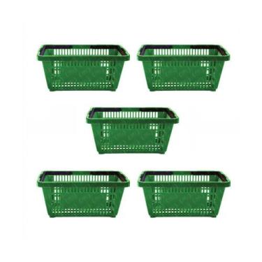 Imagem de KIT - 5 Cestos Compras Plástica D100 Cód. 3000 Verde - Della Plast