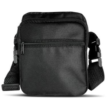 Imagem de Shoulde Bag Preta Lisa Bolsa Pochete Transversal 3 Divisórias - PauloB
