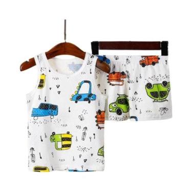 Imagem de Conjunto de Pijamas de Dinossauro para Meninos e Meninas - Colete de V