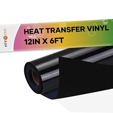 Imagem de HTVRONT Vinil de Transferência de Calor Flock Htv Preto - Rolo de Vinil Flock Htv de 12 "X 6 Pés para Camisetas, Ferro Flocado Em Vinil para Cricut e Máquina de Prensa Térmica - Fácil de Cortar e Remo