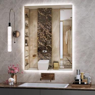 Imagem de Espelho lapidado bisotê Iluminado com LED Frio - 70x80cm - Woodglass