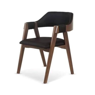 Imagem de Cadeira Dalia de Madeira Maciça Encosto Anatômico com Apoio no Braço Preto