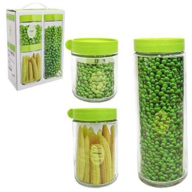 Imagem de Pote de vidro redondo com tampa de plástico - 3 pçs - 20 COMERCIAL