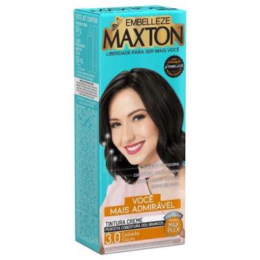 Imagem de Kit Prático Tintura Creme Maxton 3.0 Castanho Escuro - Embelleze