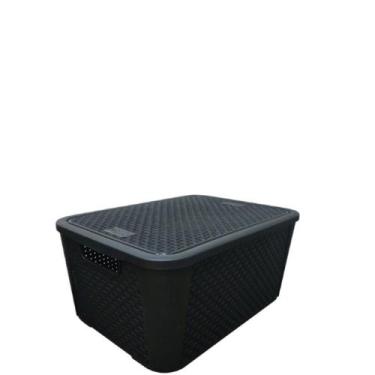 Imagem de Caixa organizadora 42 litros rattan plástico 28cm/37cm/48,5cm - Plasne