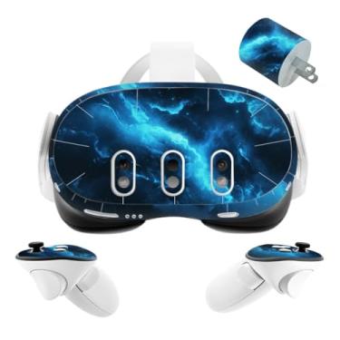 Imagem de VR Headset Galaxy Capacete Skin e Acessórios Kit de Adesivos Compatível com Quest 3 Skin Vinil Capa Protetora Decalque Compatível com Oculus Quest 3 (Blue Galaxy)