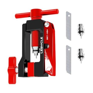 Imagem de Juscycling Cortador de mangueira de freio a disco hidráulico de bicicleta e ferramenta de instalação de inserção da cabeça do motorista, com 2 conjuntos de agulhas sobressalentes