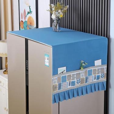 Imagem de Tampa à prova de poeira de geladeira para máquina de lavar tampa superior antiderrapante para geladeira capa superior multiuso para máquina de lavar capa superior com bolsos de armazenamento 71 pol. x 21 pol. / 180 cm x 55 cm (CxL)