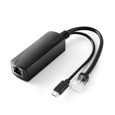 Imagem de REVODATA Divisor PoE de porta micro USB Gigabit 5V/3A, PoE para saída Micro USB 5V/3A, Gigabit Ethernet de 1000 Mbps em conformidade com IEEE802.3af/at, Plug and Play