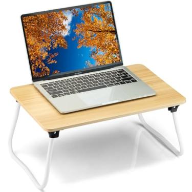 Imagem de Komlyar Mesa de colo portátil, mesa de colo, mesa de colo, mesa de cama, suporte para laptop, bandeja de servir café da manhã, mini mesa dobrável e leve, mesa para tablet de colo para sofá e chão - -