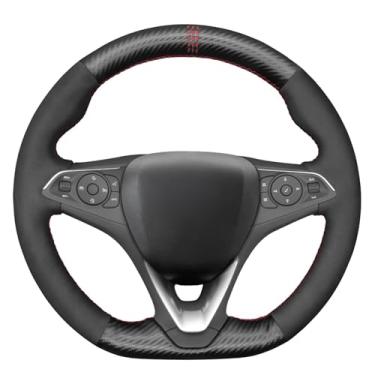 Imagem de MEWANT Capa de volante de fibra de carbono fosca + camurça para Opel Astra (K) 2015-2020 / Combo 2018-2020 / Corsa (E|F) 2014-2020 / Grandland X 2017-2020 / Insignia (CT) B 2017-2020