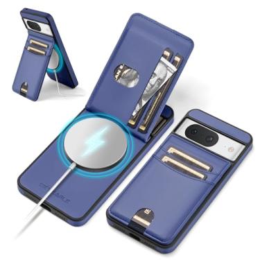 Imagem de SkyEagle Capa carteira compatível com Magsafe para Google Pixel 8A com suporte para cartão de suporte, bloqueio RFID, compartimentos para cartão de crédito, couro PU, homens e mulheres, capa de