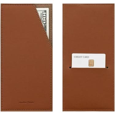 Imagem de carrotez Carteira de couro PU para cartão e dinheiro, envelope reutilizável para carteira, carteira estilosa para encher dinheiro, dinheiro e recibos – Recheio ideal para documentos de viagem e bolsa