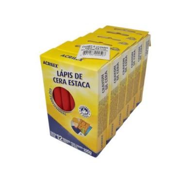 Imagem de 6 Cxs Lápis De Cera Estaca Vermelho - Acrilex