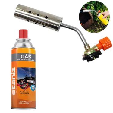 Imagem de Kit Maçarico Portátil Manual para Solda com 1 Refil Gás Butano Etaniz 