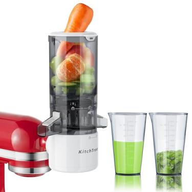 Imagem de KITCHTREE Acessório Para Espremedor De Mastigação Para Batedeira Kitchenaid, Calha De Alimentação Grande De 4,2" Para Vegetais E Frutas Inteiros, Extração Lenta De Suco A Frio, Inclui 2 Copos Com Ca