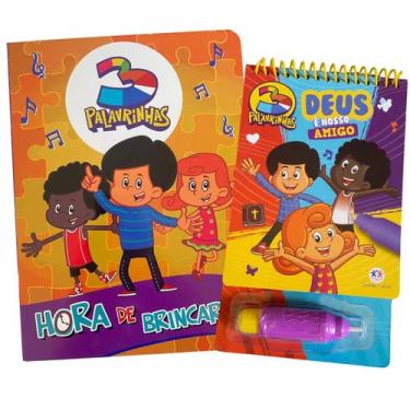 Imagem de KIT 3 Palavrinhas Deus é nosso amigo Livro para colorir usando água Qu