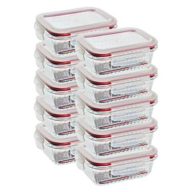 Imagem de Kit 10 Pote Vidro Hermético 370ml Mantimento Marmita Fitnes - Belo Vid
